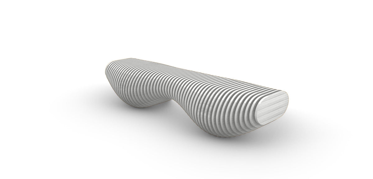 Parametric Bench in gloss white - sculptural wood bench, CNC-cut in Mississauga, delivered across the GTA