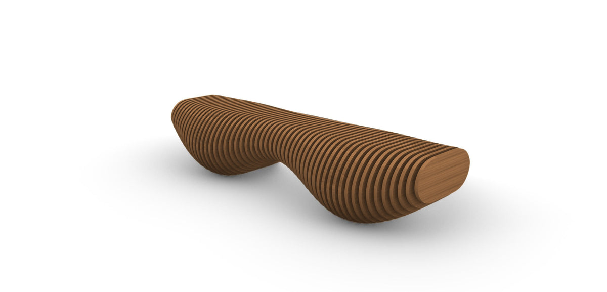Parametric Bench in light brown - sculptural wood bench, made in Mississauga, serving Toronto and the GTA