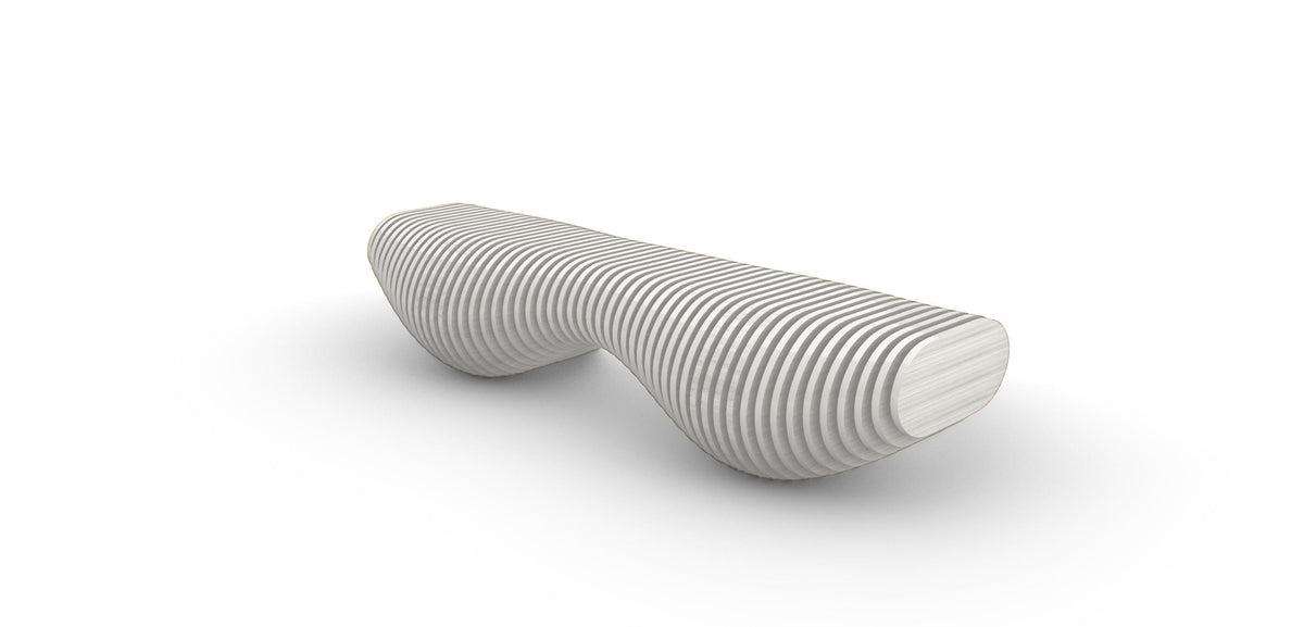 Parametric Bench in white - sculptural wood bench, made in Mississauga, serving Toronto and the GTA