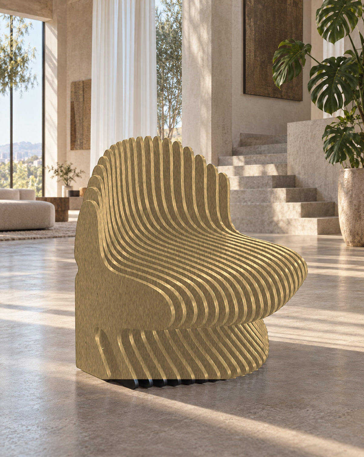 Parametric Chair in Baltic birch plywood, CNC-cut and made to order in Mississauga for the GTA
