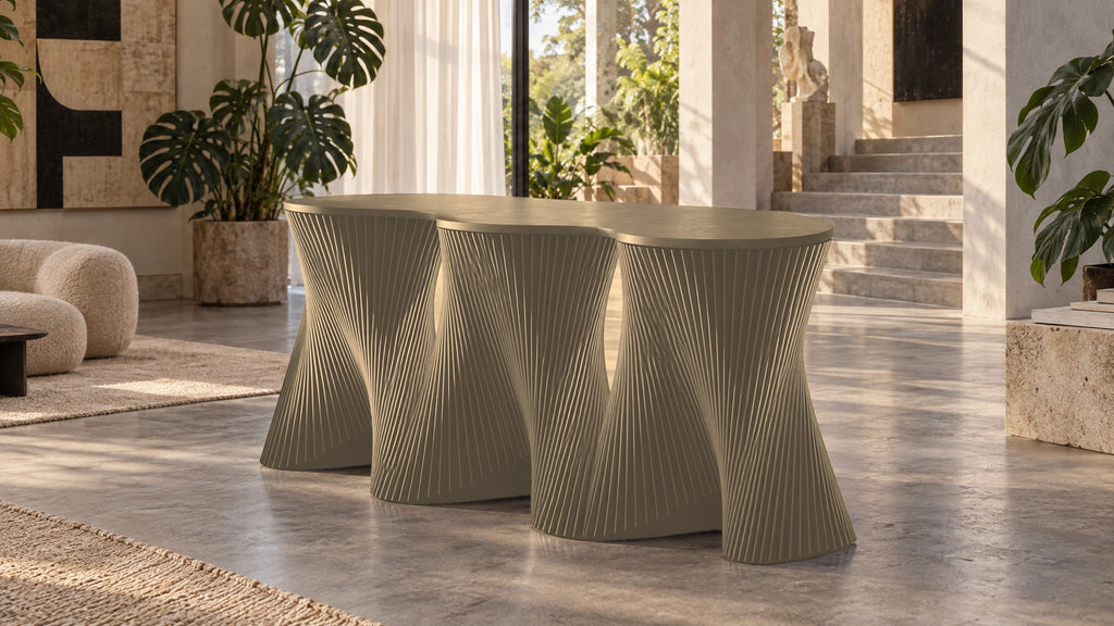 Parametric Clownfish Desk in unpainted MDF, CNC-cut and made to order in Mississauga for the GTA