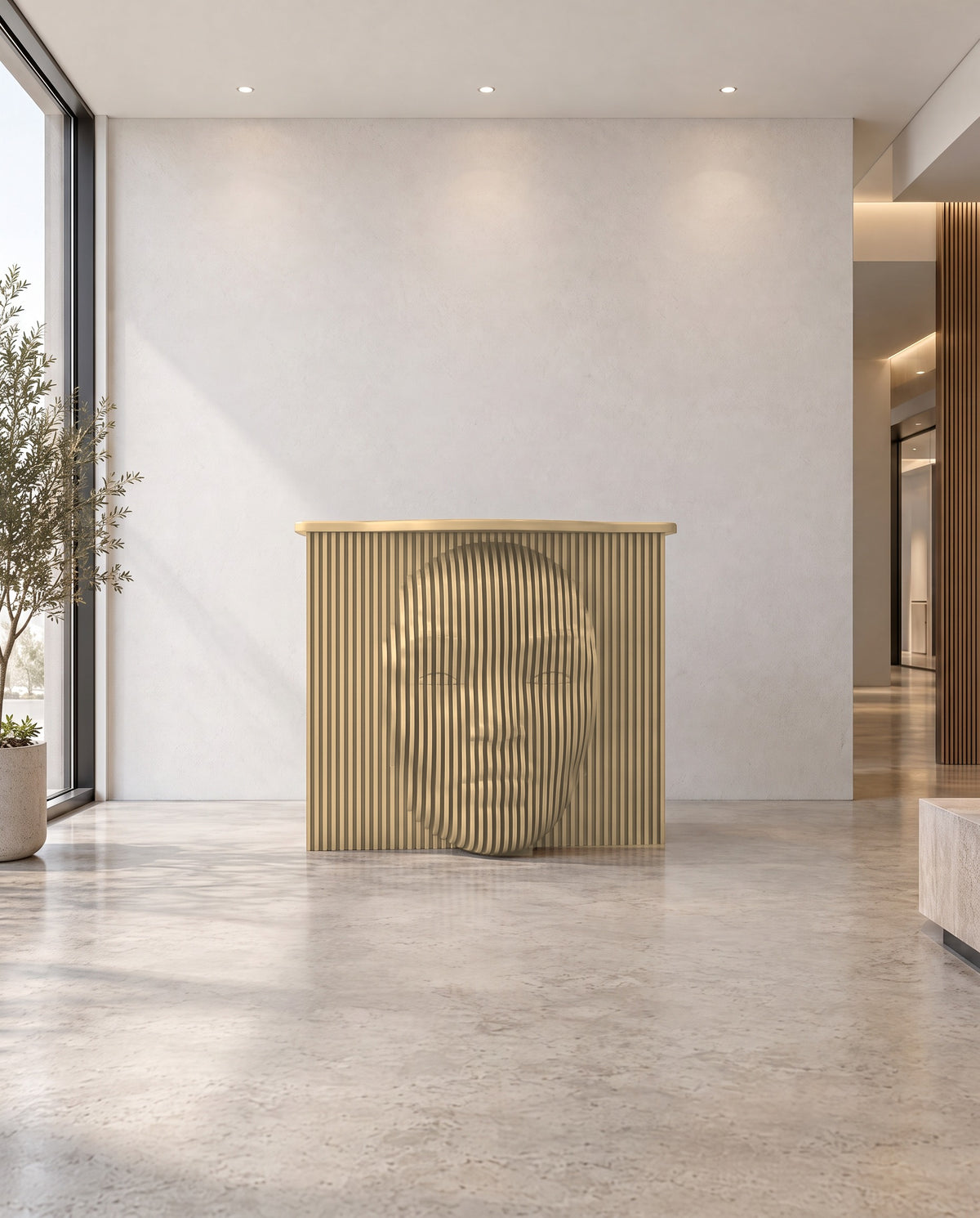 Parametric Face Desk in Baltic birch plywood - sculptural face desk, CNC-cut in Mississauga for the GTA