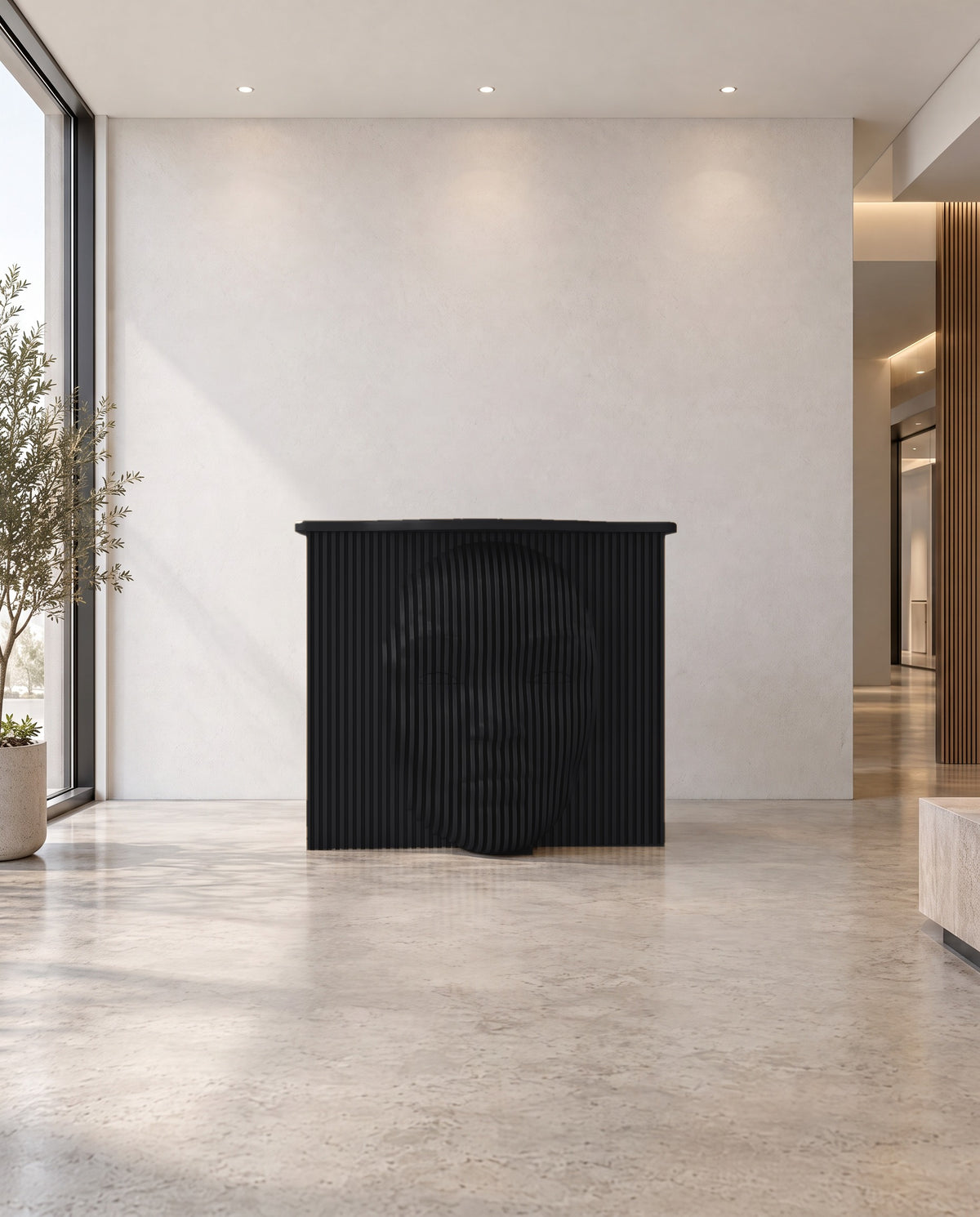 Parametric Face Desk in black - sculptural face desk, CNC-cut in Mississauga, delivered across the GTA