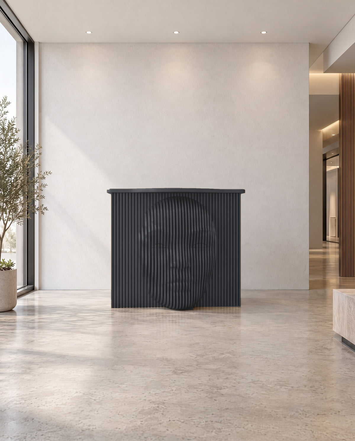 Parametric Face Desk in charcoal grey - sculptural face desk, made in Mississauga, serving Toronto and the GTA