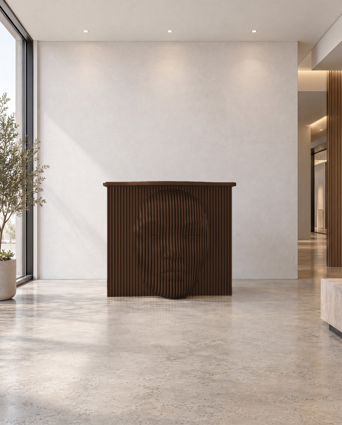 Parametric Face Desk in dark brown - sculptural face desk, made to order in Mississauga