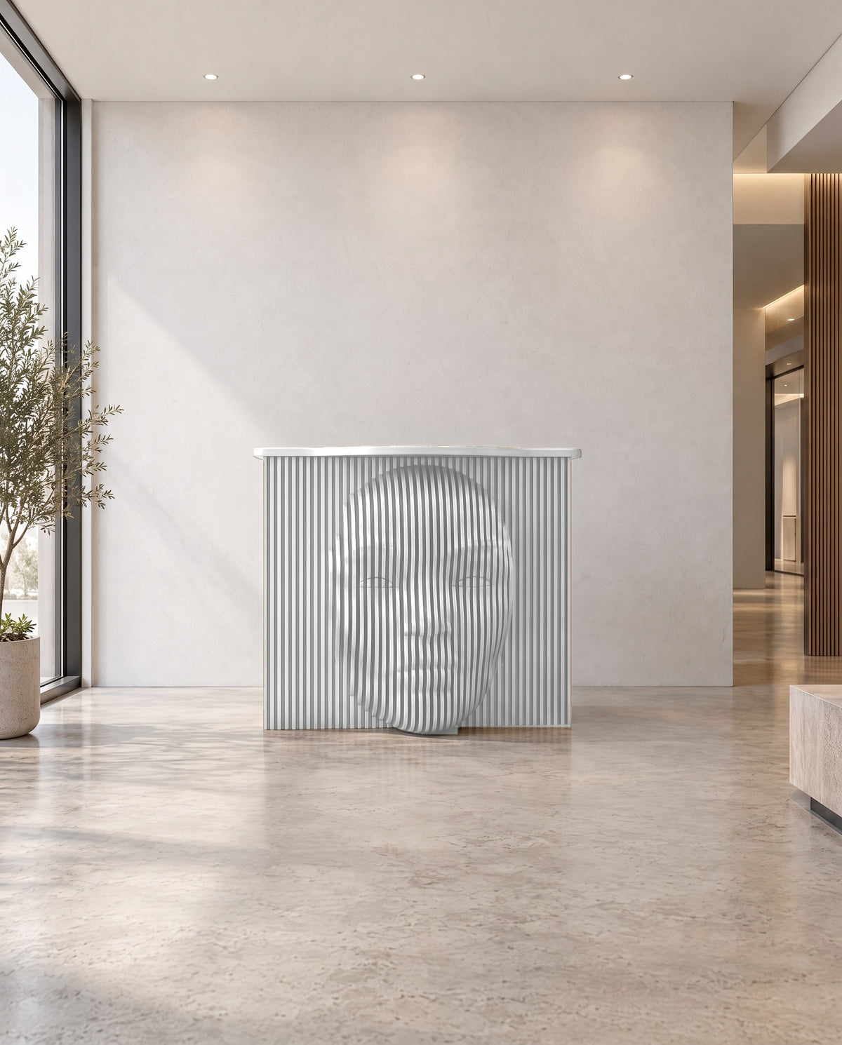 Parametric Face Desk in gloss white - sculptural face desk, made in Mississauga, serving Toronto and the GTA