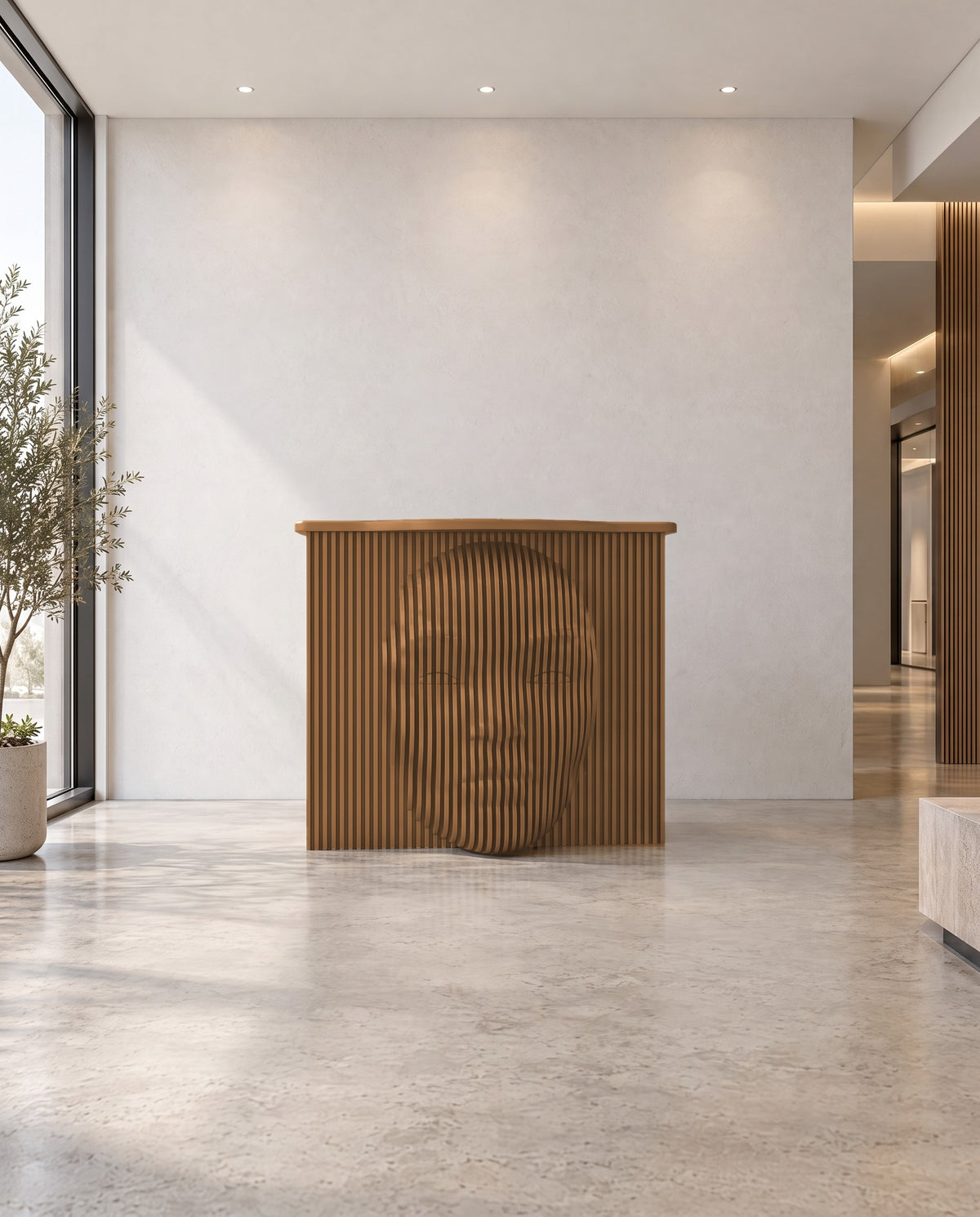 Parametric Face Desk in light brown - sculptural face desk, made in Mississauga, serving Toronto and the GTA