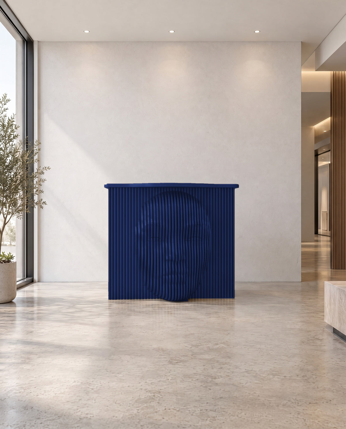 Parametric Face Desk in navy blue - sculptural face desk, made to order in Mississauga