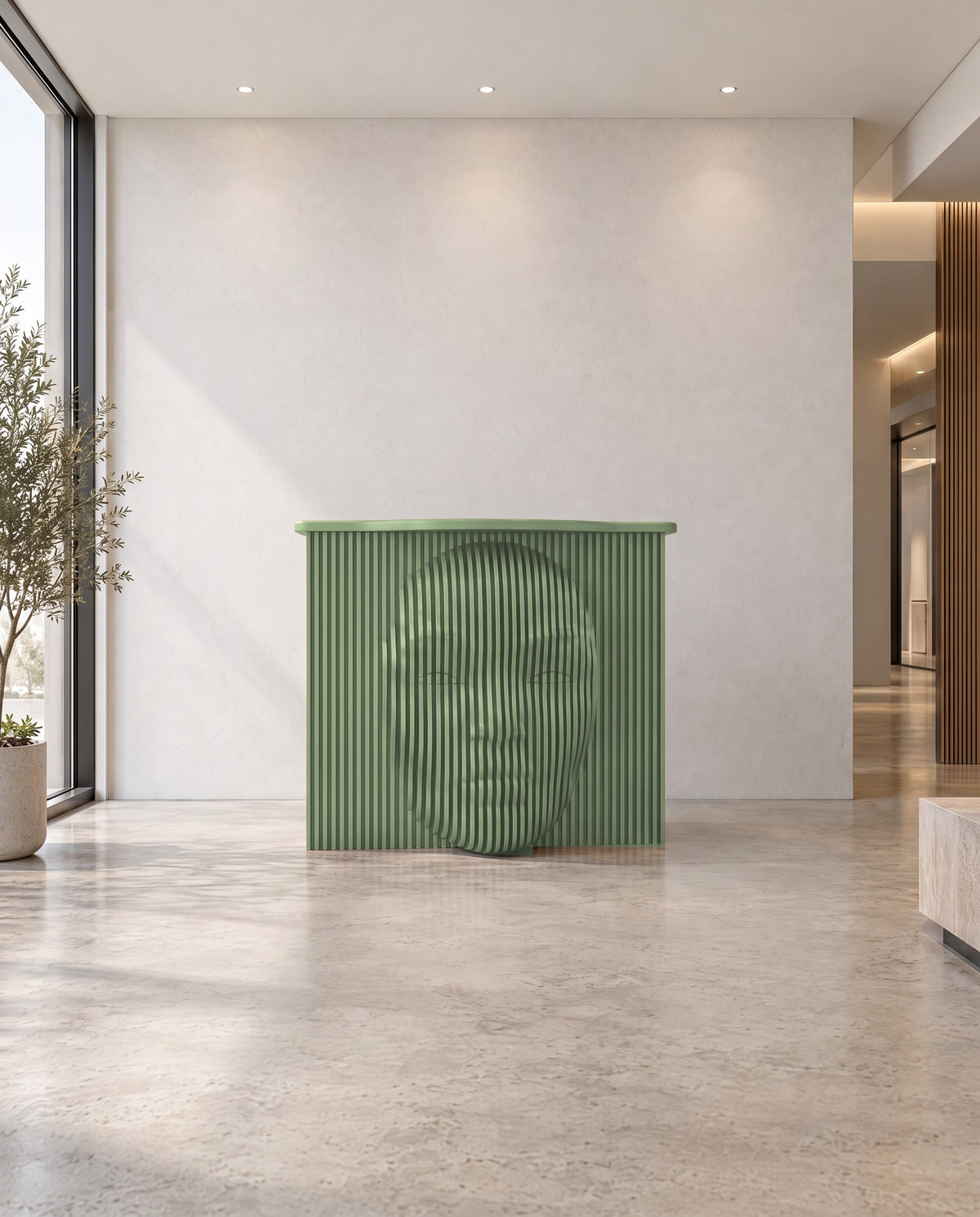 Parametric Face Desk in sage green - sculptural face desk, made in Mississauga, serving Toronto and the GTA