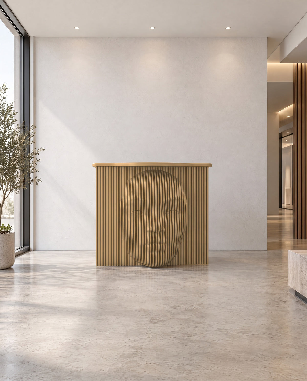 Parametric Face Desk in unpainted MDF - sculptural face desk, CNC-cut in Mississauga for the GTA
