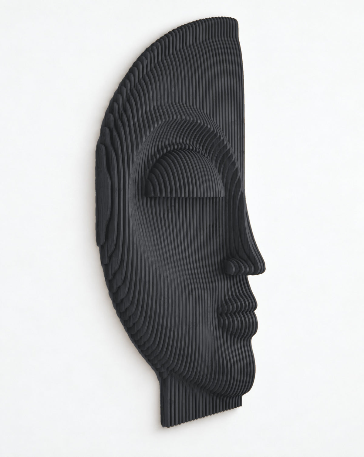 Parametric Half-Face sculpture in charcoal grey - parametric wall sculpture, made in Mississauga, serving Toronto and the GTA