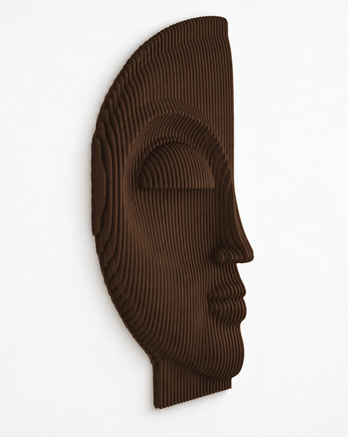 Parametric Half-Face sculpture in dark brown - parametric wall sculpture, made to order in Mississauga