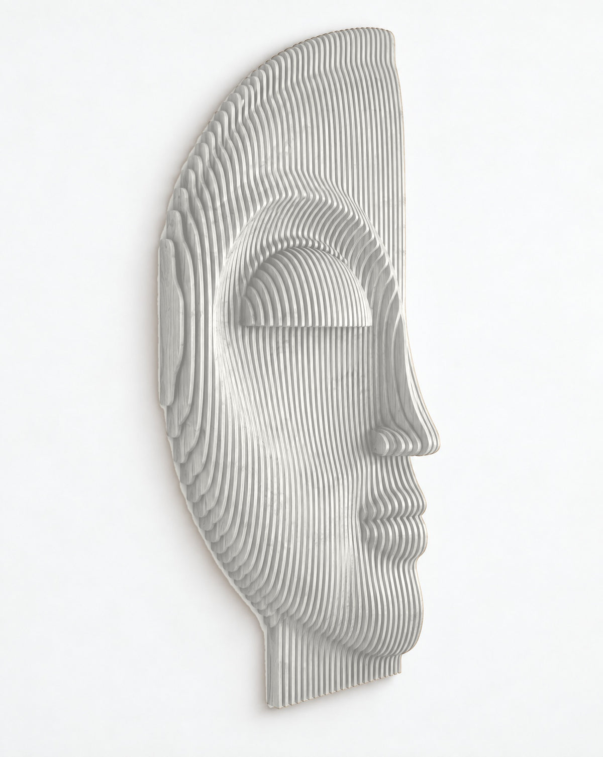 Parametric Half-Face sculpture in white - parametric wall sculpture, made to order in Mississauga