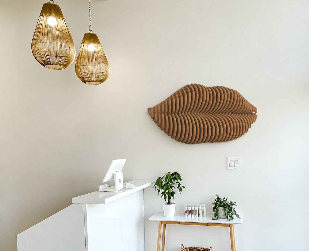 Parametric Lips wall art in light brown - parametric wall sculpture, made in Mississauga, serving Toronto and the GTA