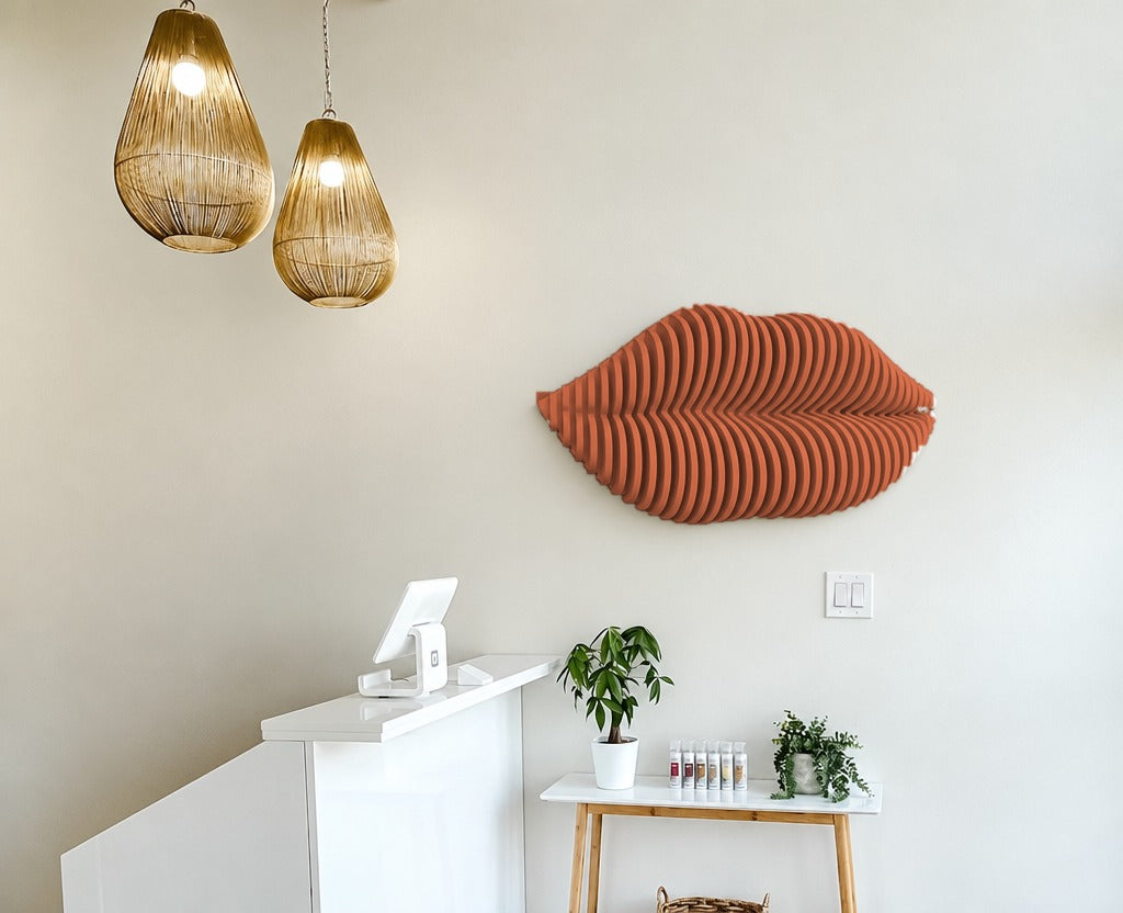Parametric Lips wall art in terracotta - parametric wall sculpture, made in Mississauga, serving Toronto and the GTA