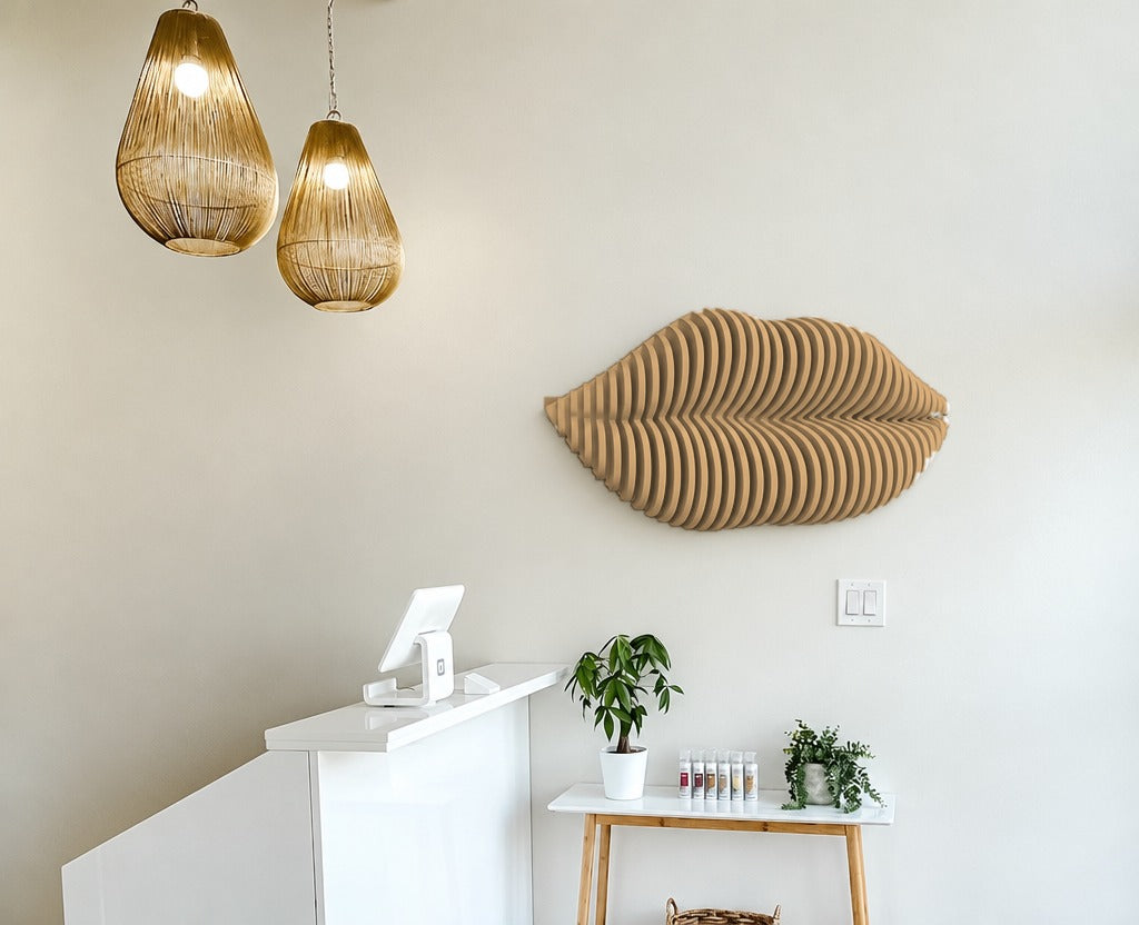 Parametric Lips wall art in unpainted MDF - parametric wall sculpture, made to order in Mississauga