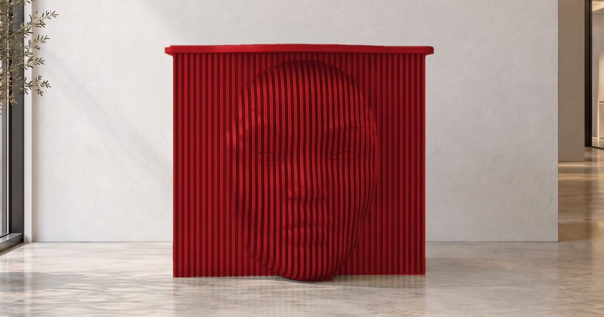 Parametric Face Desk in red, front view