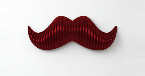 Parametric Moustache wall art in red, CNC-cut parametric layers