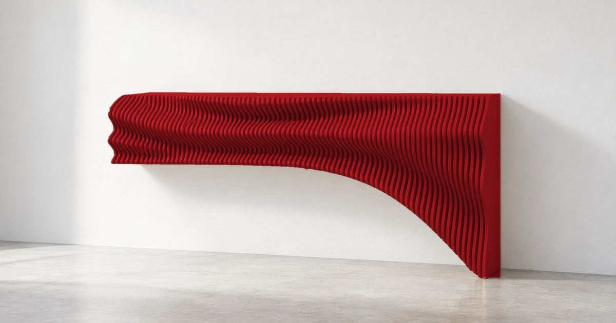 Parametric TV Unit in red, floating wall-mounted console