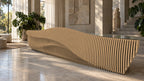 Parametric Reception Desk in unpainted MDF - sculptural wave-front reception desk, CNC-cut in Mississauga, delivered across the GTA