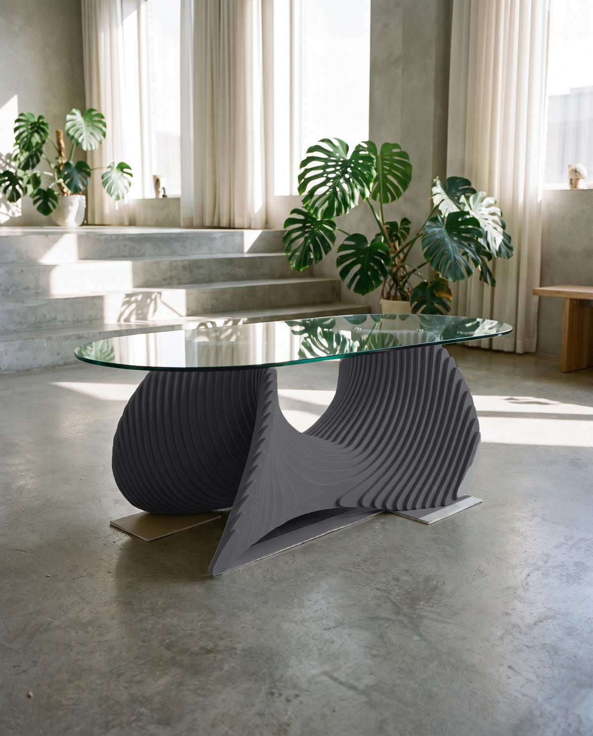 Parametric Coffee Table in charcoal grey - sculptural wood coffee table, made to order in Mississauga, serving Toronto and the GTA