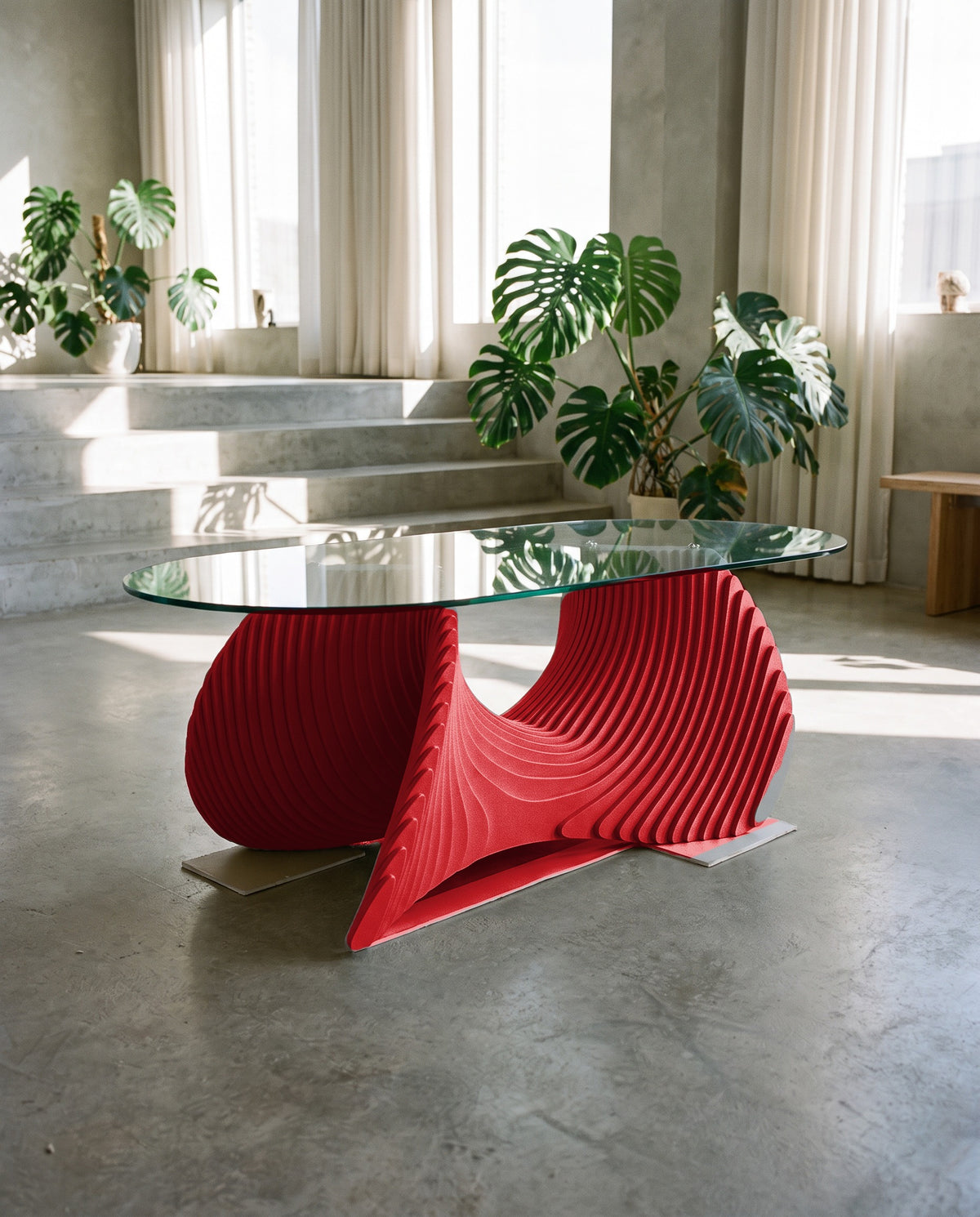 Parametric Coffee Table in gloss red - sculptural wood coffee table, made to order in Mississauga, serving Toronto and the GTA