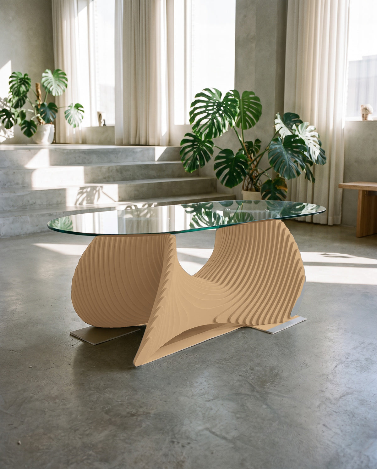 Parametric Coffee Table in unpainted MDF - sculptural wood coffee table, CNC-cut in Mississauga, delivered across the GTA