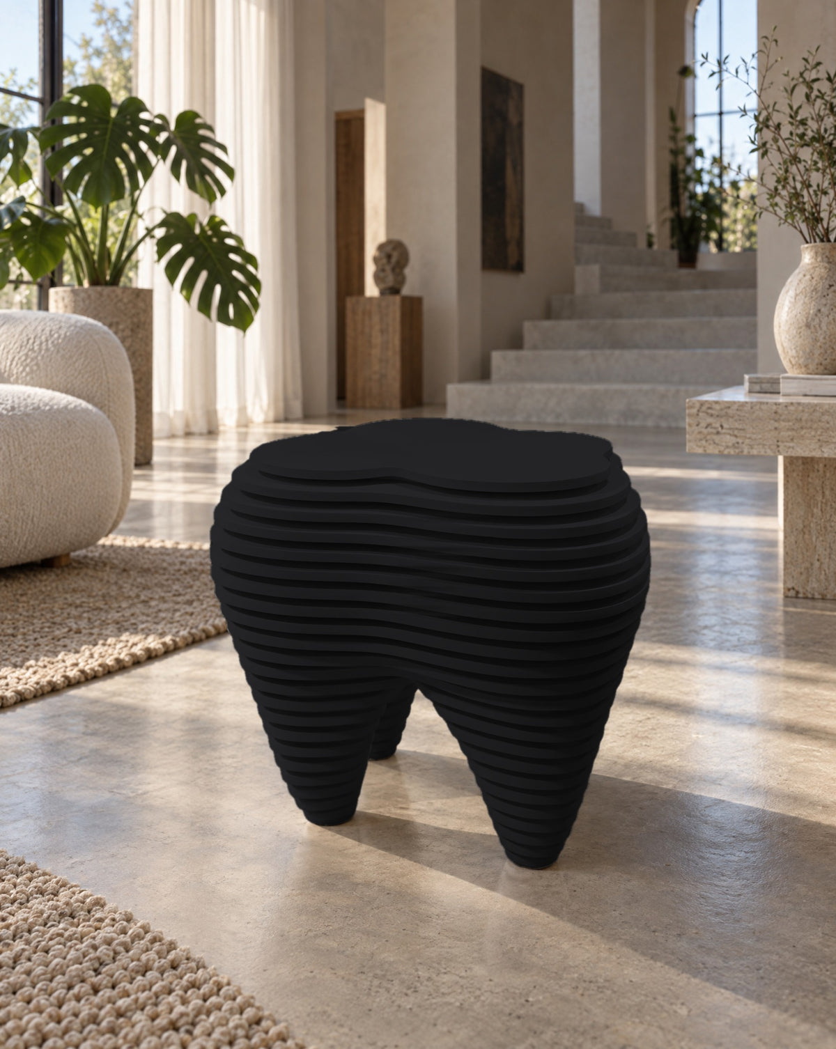 Parametric Tooth Table in black, CNC-cut MDF made to order in Mississauga for the GTA