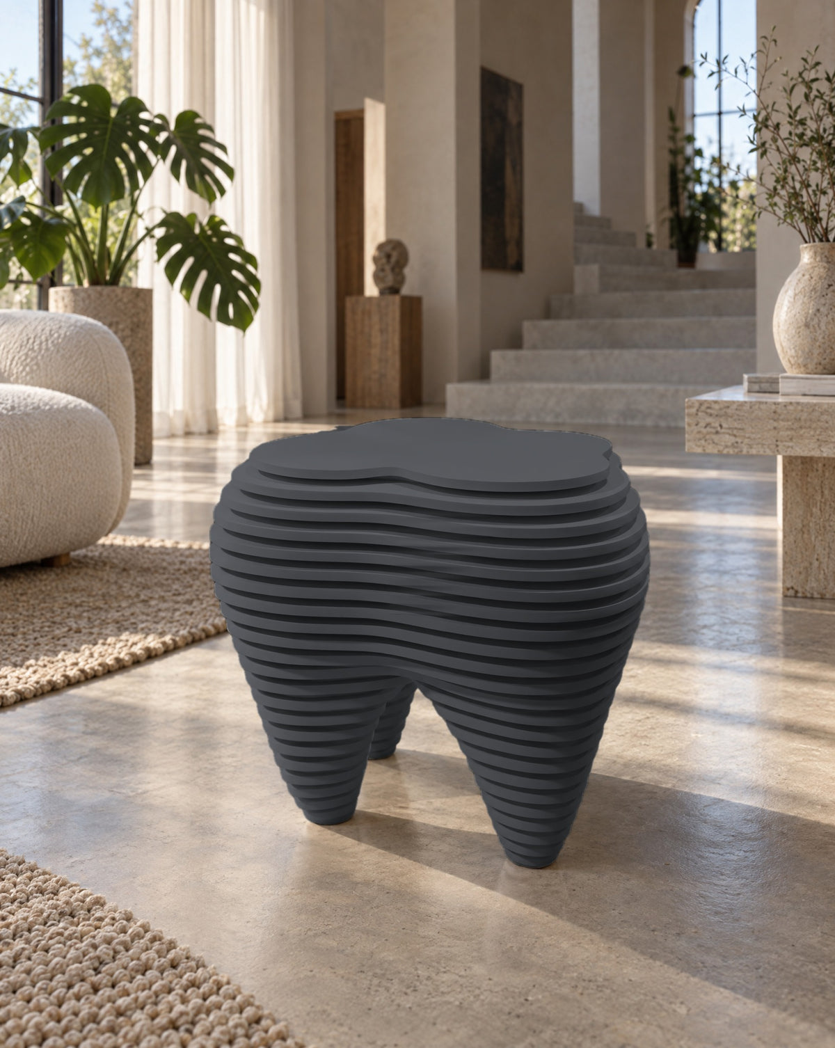 Parametric Tooth Table in charcoal, CNC-cut MDF made to order in Mississauga for the GTA