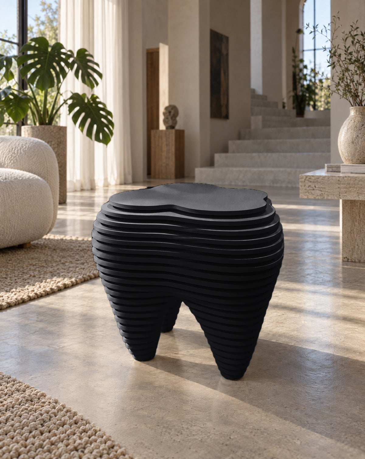 Parametric Tooth Table in gloss black, CNC-cut MDF made to order in Mississauga for the GTA