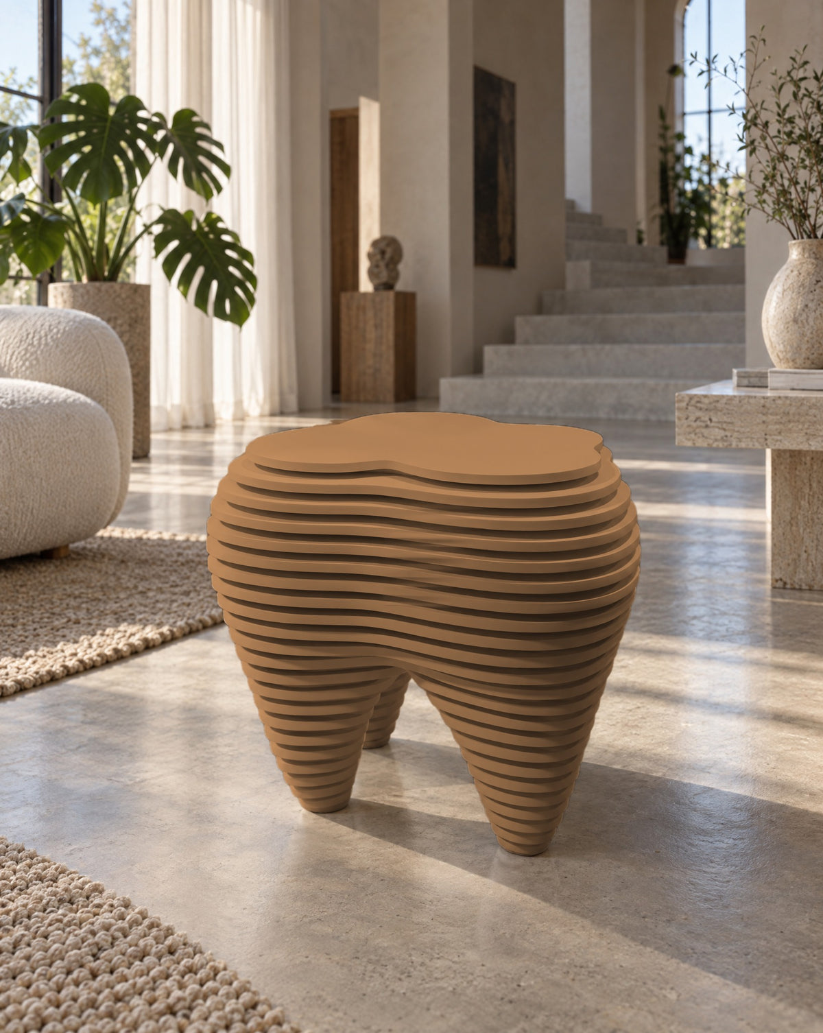 Parametric Tooth Table in light brown, CNC-cut MDF made to order in Mississauga for the GTA