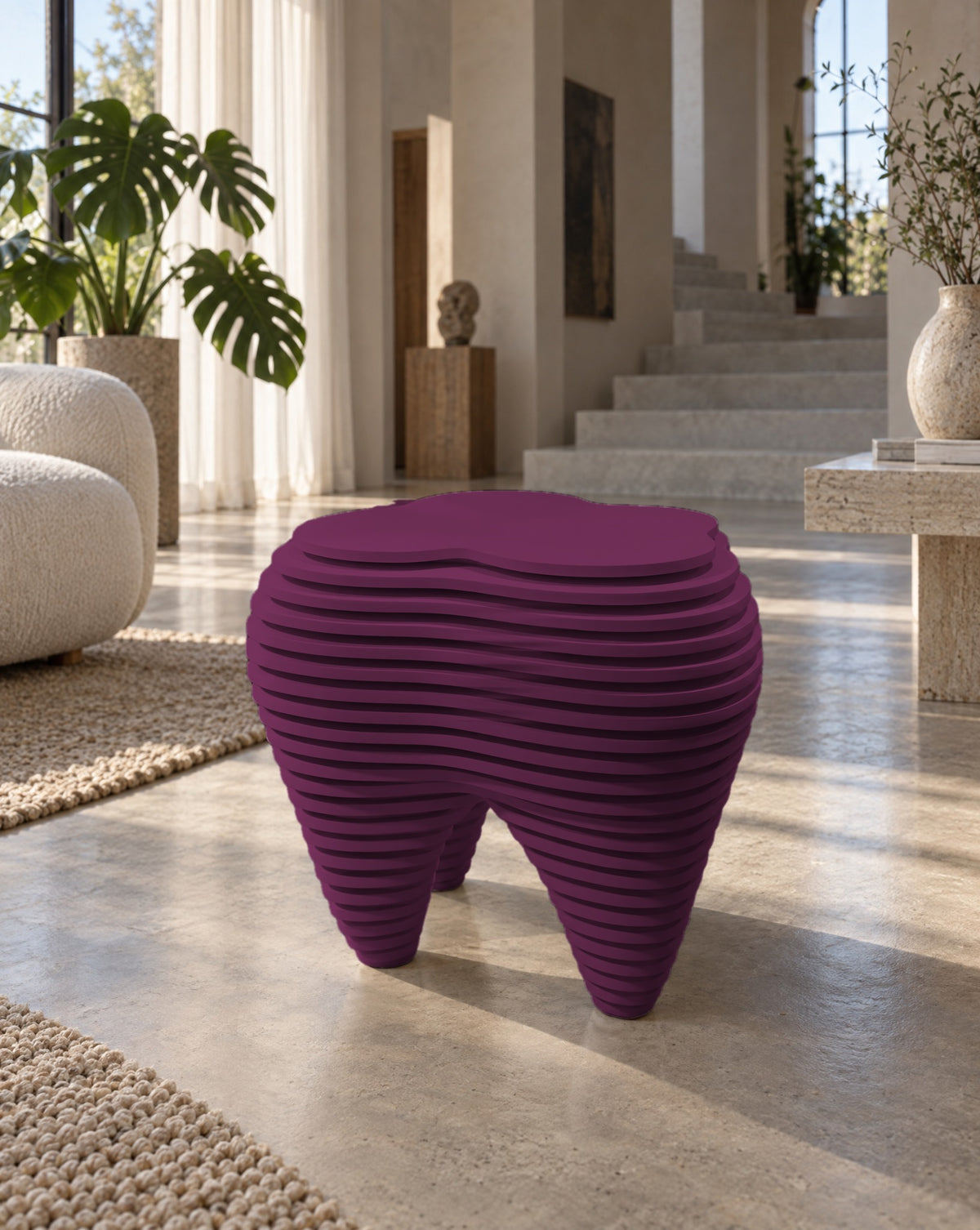 Parametric Tooth Table in plum, CNC-cut MDF made to order in Mississauga for the GTA