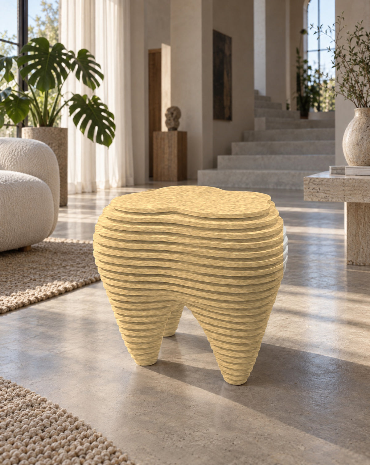 Parametric Tooth Table in Baltic birch plywood, CNC-cut and made to order in Mississauga for the GTA